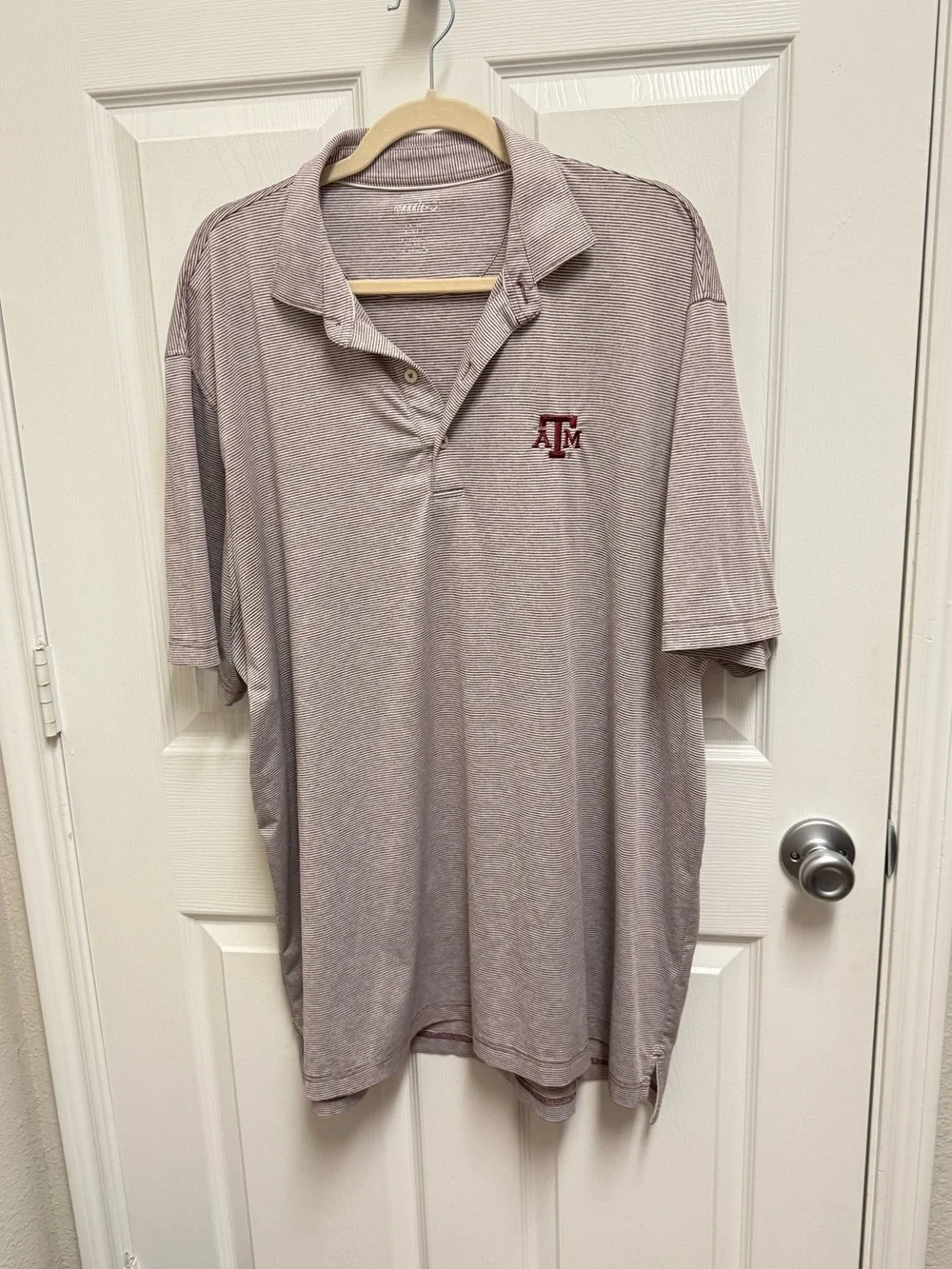 Johnnie-O Light Maroon Striped A&M Polo